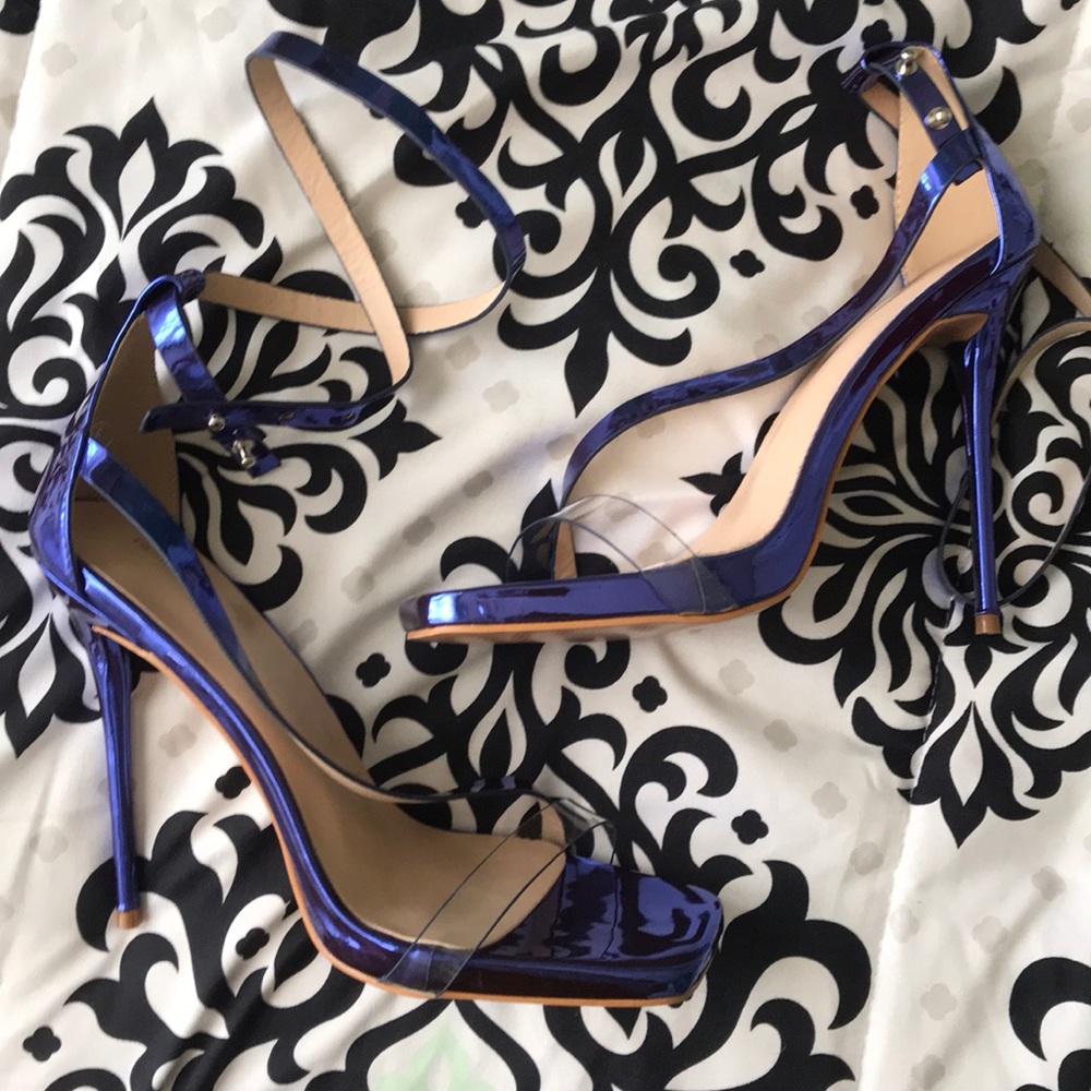 PLT Blue Metallic Heels